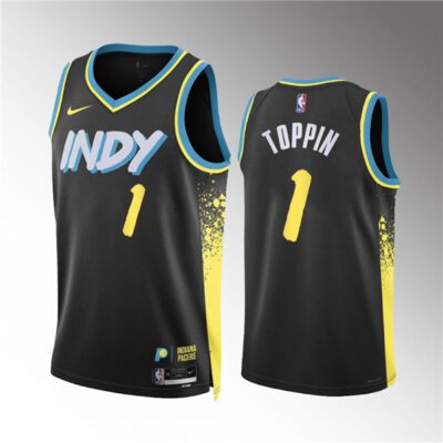 Indiana Pacers #1 Obi Toppin Black 2023/24 City Edition Stitched Basketball Jersey