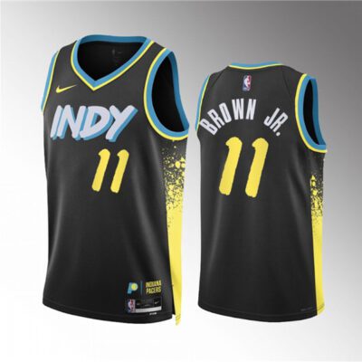 Indiana Pacers #11 Bruce Brown Jr. Black 2023/24 City Edition Stitched Basketball Jersey