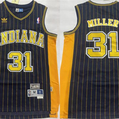 Indiana Pacers #31 Reggie Miller Black Throwback Stitched Jersey