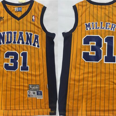 Indiana Pacers #31 Reggie Miller Yellow Throwback Stitched Jersey