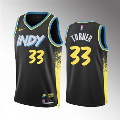 Indiana Pacers #33 Myles Turner Black 2023/24 City Edition Stitched Basketball Jersey