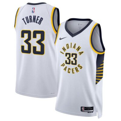 Indiana Pacers #33 Myles Turner White Association Edition Stitched Basketball Jersey