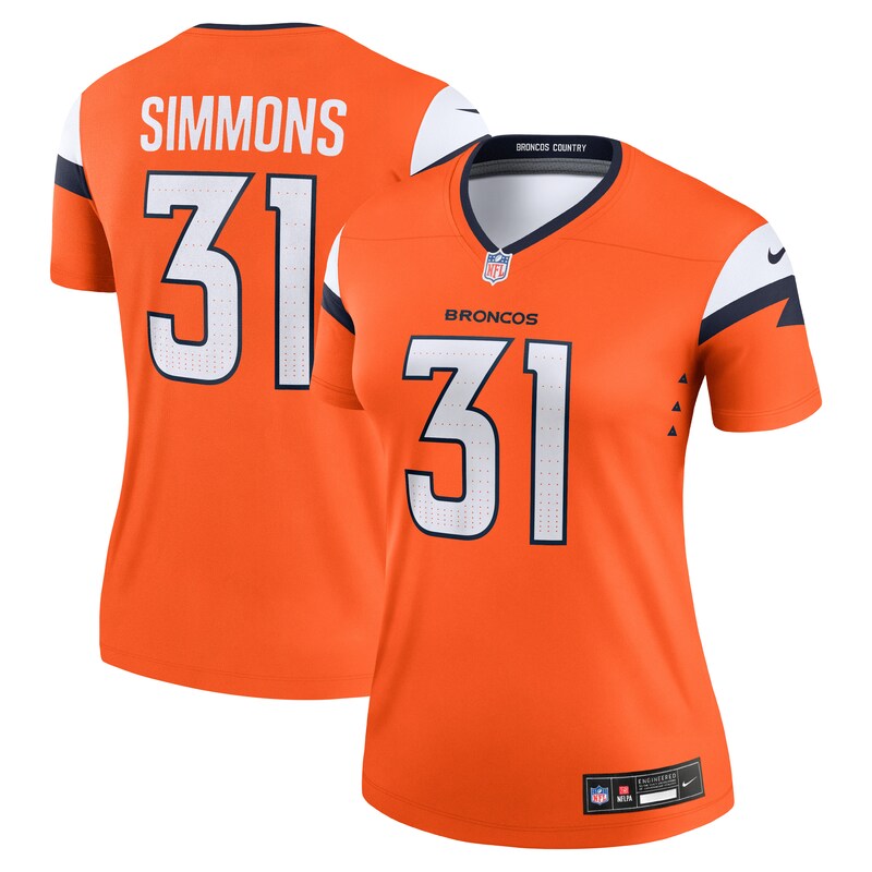 Justin Simmons Denver Broncos Women Team Legend Player Performance Top - Orange