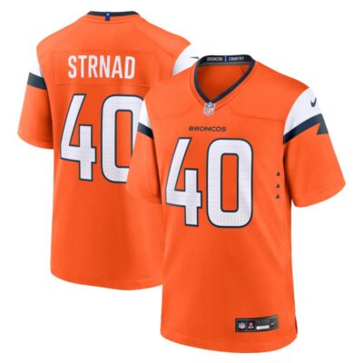 Justin Strnad Denver Broncos Team Game Jersey - Orange