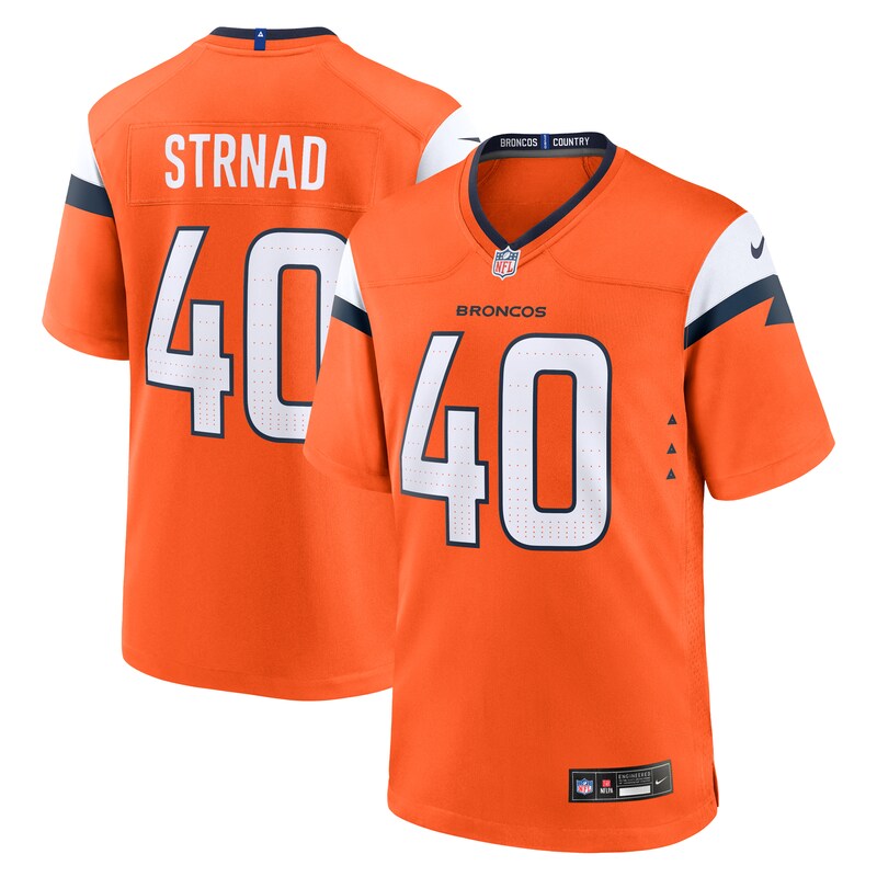 Justin Strnad Denver Broncos Team Game Jersey - Orange
