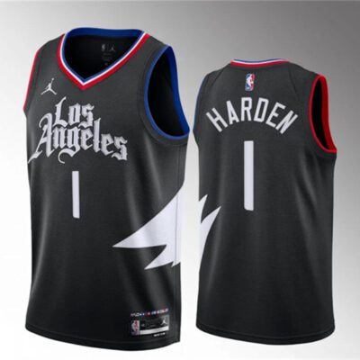 Los Angeles Clippers #1 James Harden Black Statement Edition Stitched Jersey