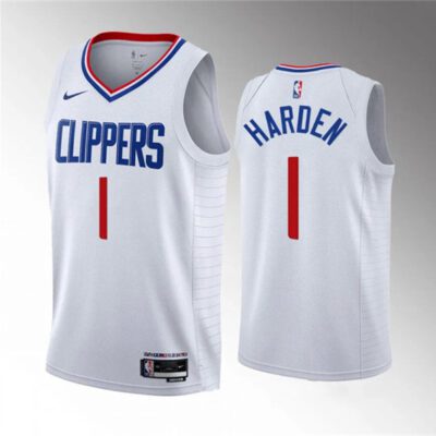 Los Angeles Clippers #1 James Harden White 2023 Association Edition Stitched Jersey