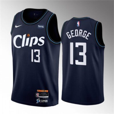 Los Angeles Clippers #13 Paul George Navy 2023-24 City Edition Stitched Jersey