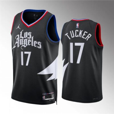 Los Angeles Clippers #17 P.j. Tucker Black Statement Edition Stitched Jersey