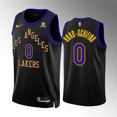 Los Angeles Lakers #0 Jalen Hood-Schifino Black 2023/24 City Edition Stitched Basketball Jersey