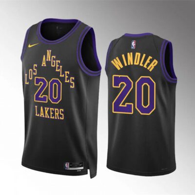 Los Angeles Lakers #20 Dylan Windler Black 2023/24 City Edition Stitched Basketball Jersey