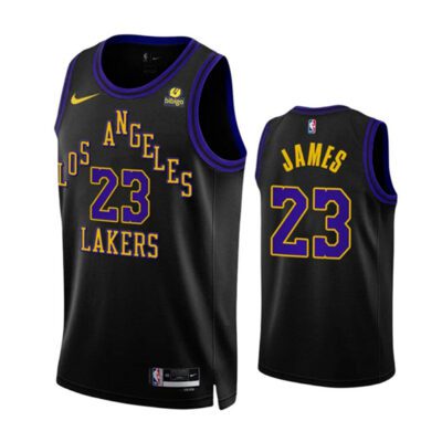 Los Angeles Lakers #23 LeBron James Black 2023/24 City Edition Stitched Basketball Jersey