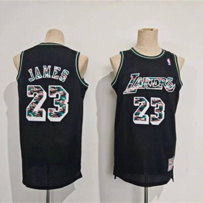 Los Angeles Lakers #23 LeBron James Black Throwback basketball Jersey