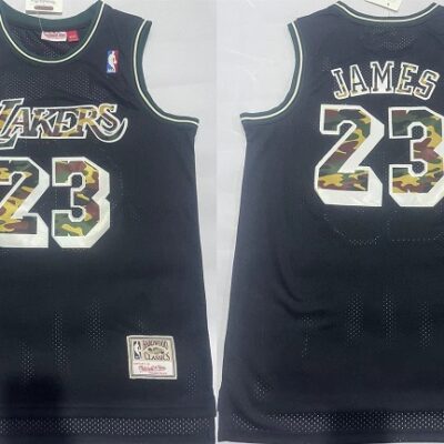 Los Angeles Lakers #23 LeBron James Black Throwback basketball Jersey