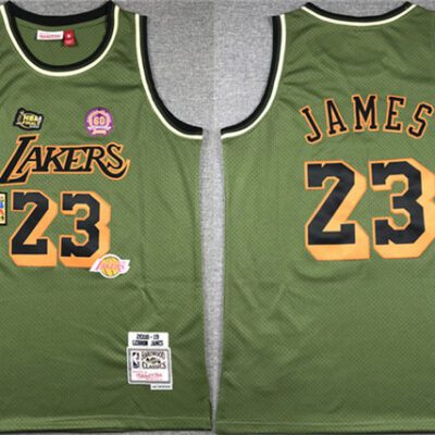 Los Angeles Lakers #23 LeBron James Green 2018-19 Throwback basketball Jersey