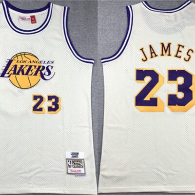 Los Angeles Lakers #23 LeBron James White Throwback basketball Jersey