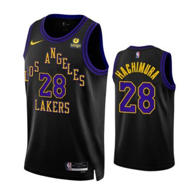 Los Angeles Lakers #28 Rui Hachimura Black 2023/24 City Edition Stitched Basketball Jersey