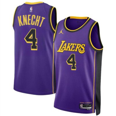 Los Angeles Lakers #4 Dalton Knecht Purple 2024 Draft Statement Edition Stitched Basketball Jersey