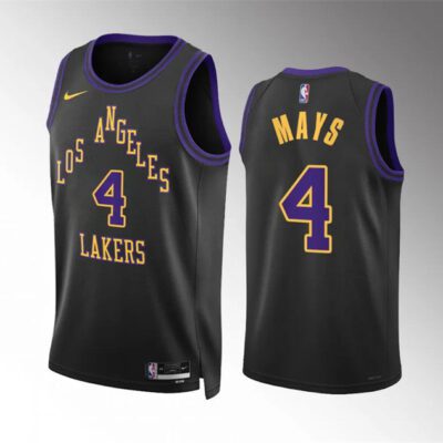 Los Angeles Lakers #4 Skylar Mays Black 2023/24 City Edition Stitched Basketball Jersey