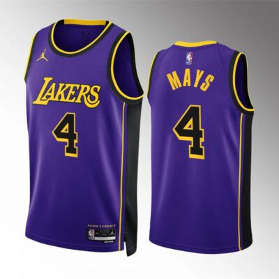 Los Angeles Lakers #4 Skylar Mays Purple Statement Edition Stitched Basketball Jersey