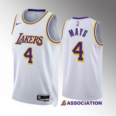 Los Angeles Lakers #4 Skylar Mays White Association Edition Stitched Basketball Jersey