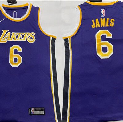 Los Angeles Lakers #6 LeBron James Purple Stitched Basketball Jersey