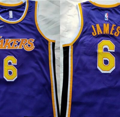 Los Angeles Lakers #6 LeBron James Purple Stitched Basketball Jersey