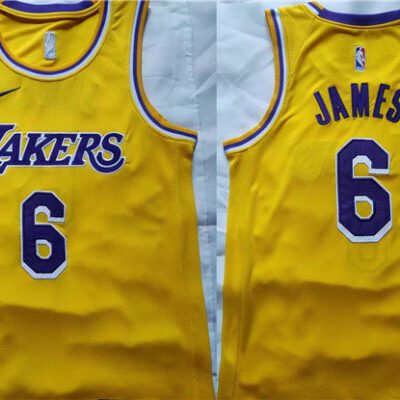 Los Angeles Lakers #6 LeBron James Yellow Stitched Basketball Jersey