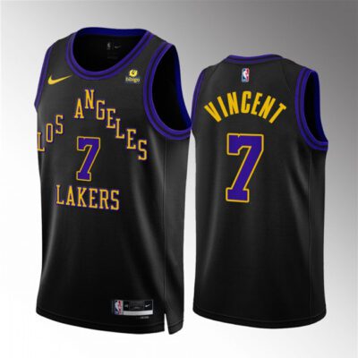 Los Angeles Lakers #7 Gabe Vincent Black 2023/24 City Edition Stitched Basketball Jersey