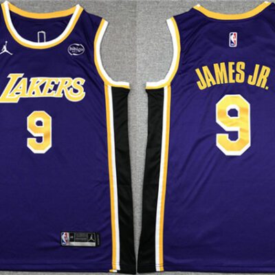 Los Angeles Lakers #9 Bronny James Jr. Purple Stitched Basketball Jersey