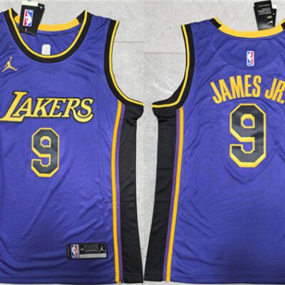 Los Angeles Lakers #9 Bronny James Jr. Purple Stitched Basketball Jersey