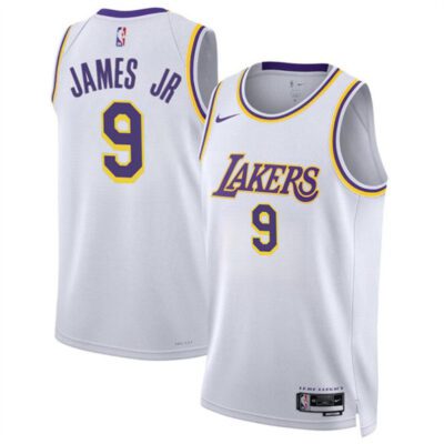 Los Angeles Lakers #9 Bronny James Jr. White 2024 Draft Association Edition Stitched Basketball Jersey