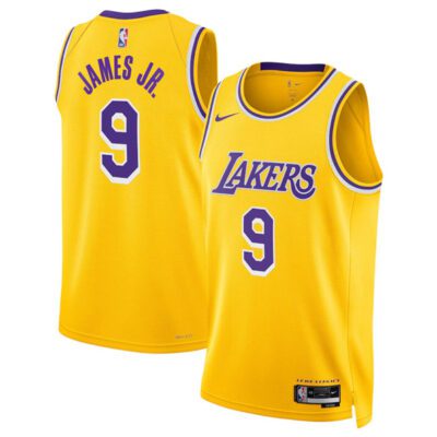 Los Angeles Lakers #9 Bronny James Jr. Yellow 2024 Draft Icon Edition Stitched Basketball Jersey