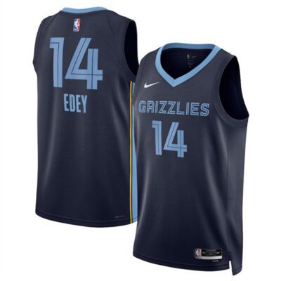 Memphis Grizzlies #14 Zach Edey Navy Icon Edition Stitched Jersey