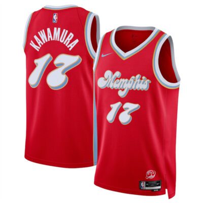 Memphis Grizzlies #17 Yuki Kawamura Red 2024/25 City Edition Stitched Basketball Jersey