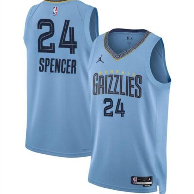 Memphis Grizzlies #24 Cam Spencer Blue 2024 Draft Statement Edition Stitched Jersey