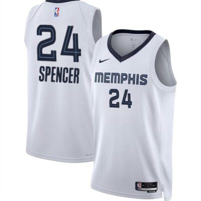 Memphis Grizzlies #24 Cam Spencer White 2024 Draft Association Edition Stitched Jersey