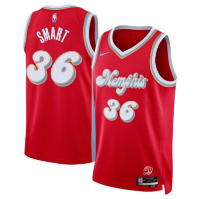 Memphis Grizzlies #36 Marcus Smart Red 2024/25 City Edition Stitched Basketball Jersey