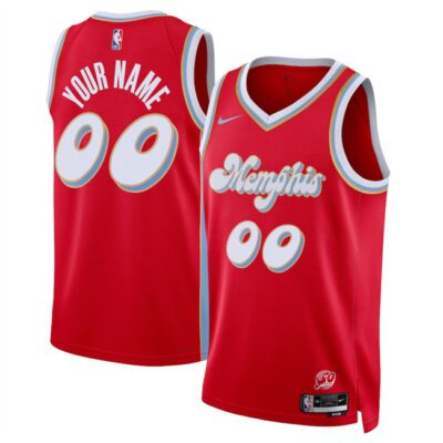 Memphis Grizzlies Active Player Custom Red 2024/25 City Edition Stitched Basketball Jersey