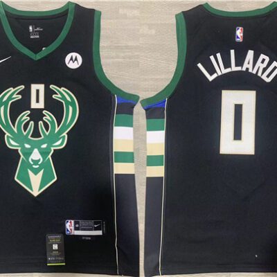 Milwaukee Bucks #0 Damian Lillard Black Stitched Basketball Jersey