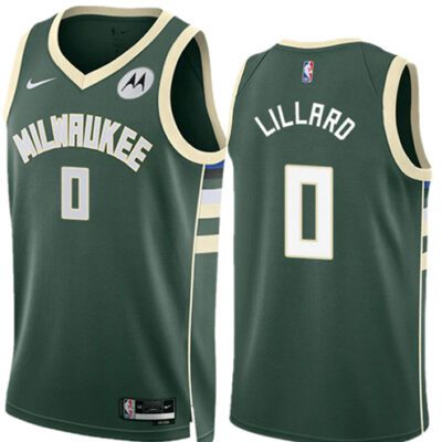 Milwaukee Bucks #0 Damian Lillard Green Stitched Basketball Jersey