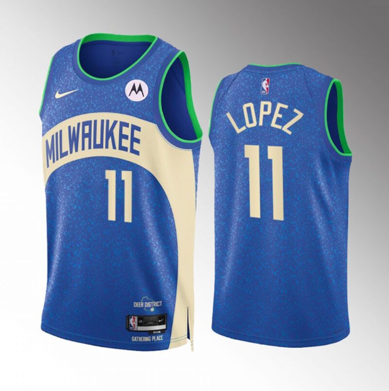 Milwaukee Bucks #11 Brook Lopez Blue 2023/24 City Edition Stitched Basketball Jersey