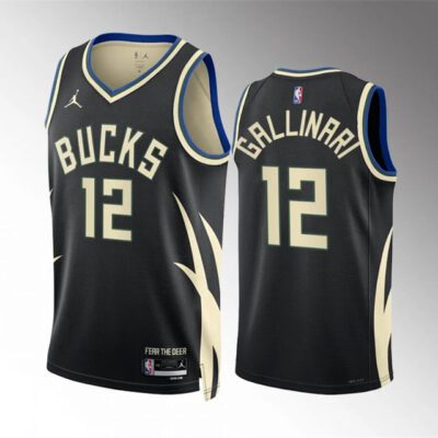 Milwaukee Bucks #12 Danilo Gallinari Black Statement Edition Stitched Basketball Jersey