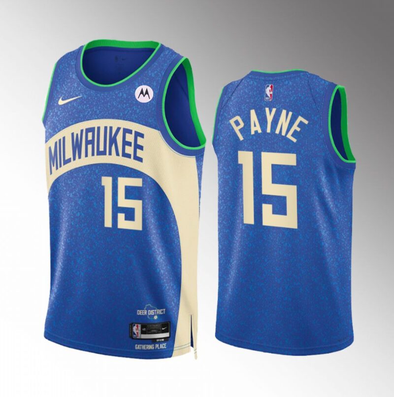 Milwaukee Bucks #15 Cameron Payne Blue 2023/24 City Edition Stitched Basketball Jersey