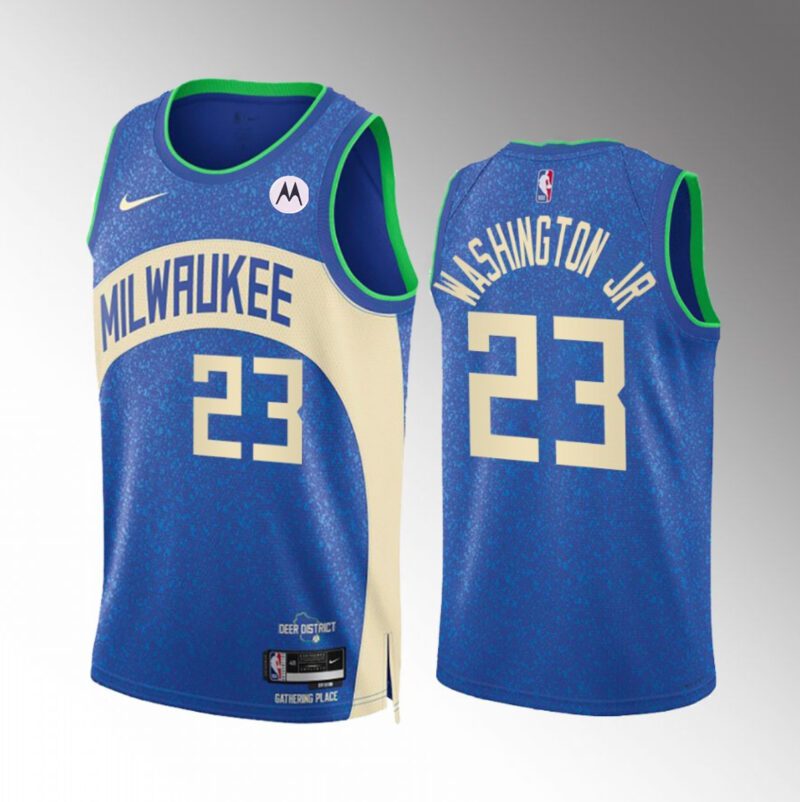 Milwaukee Bucks #23 TyTy Washington Jr. Blue 2023/24 City Edition Stitched Basketball Jersey