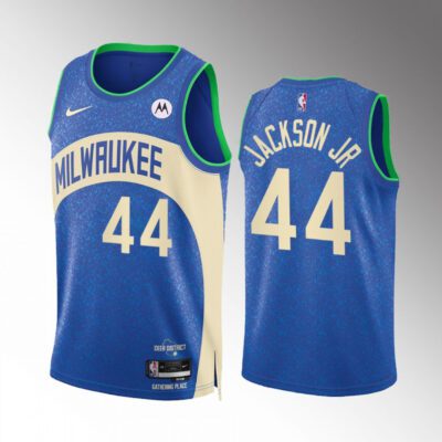 Milwaukee Bucks #44 Andre Jackson Jr. Blue 2023/24 City Edition Stitched Basketball Jersey