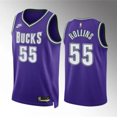 Milwaukee Bucks #55 Ryan Rollins Purple Classic Edition Stitched Basketball Jersey