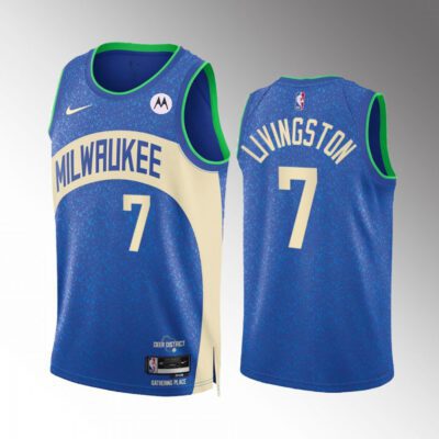 Milwaukee Bucks #7 Chris Livingston Blue 2023/24 City Edition Stitched Basketball Jersey