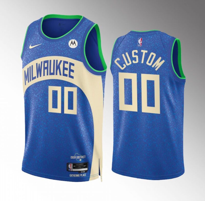 Milwaukee Bucks Active Player Custom Blue 2023/24 City Edition Stitched Basketball Jersey