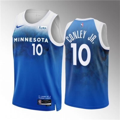 Minnesota Timberwolves #10 Mike Conley Jr. Blue 2023/24 City Edition Stitched Jersey